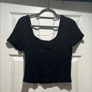 NWT Universal Thread Black Fitted Crop Shirt